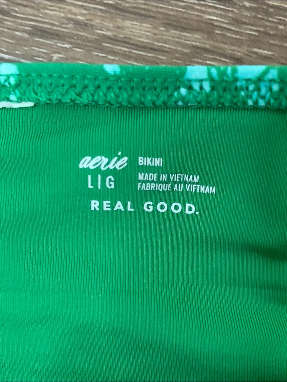 Aerie womens green printed scoop bikini set swimsuit L